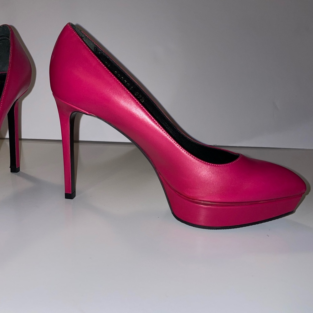 Saint Laurent Pink Leather Point Pumps Size 37 1/2 - Picture 4 of 9